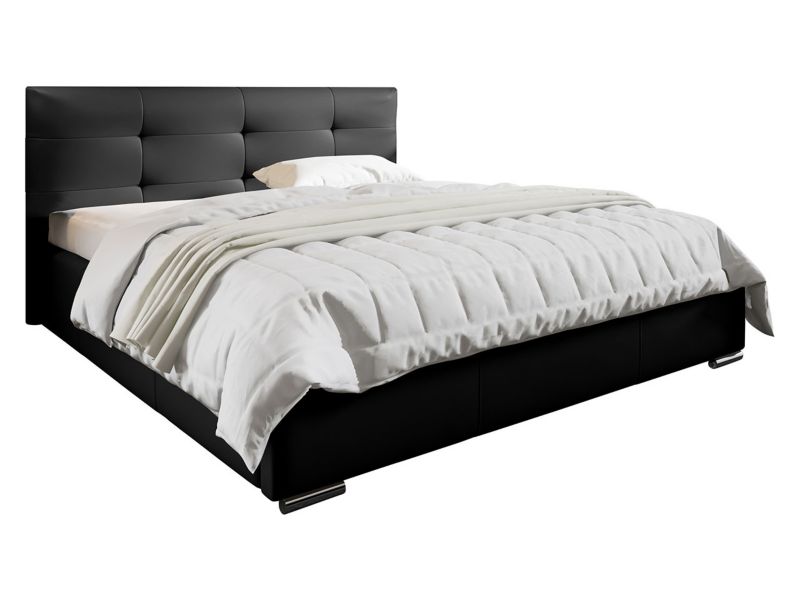 Łóżko tapicerowane MIRJAN 24 Lazio 140x200 czarna ekoskóra 1 szt.