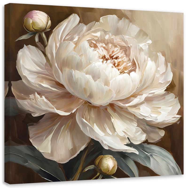 Obraz do salonu sypialni Feeby Kwiat Piwonii Beżowy 50x50 cm 1szt