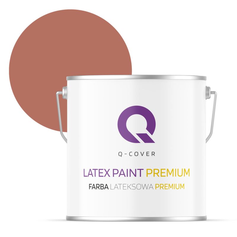 Farba Lateksowa Premium Plamoodporna do Ścian i Sufitów Q-Cover Ceglasty H4728 Głęboki Mat 5L