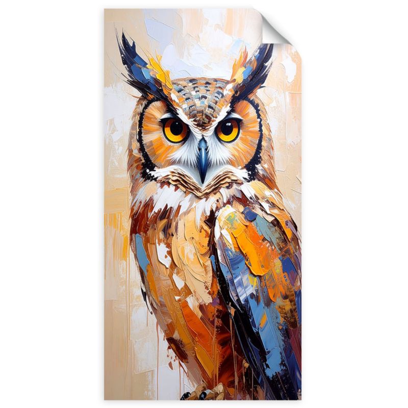 Naklejka na ścianę do salonu sypialni Feeby Sowa Ptak Natura imitacja farby 50x100cm 1szt