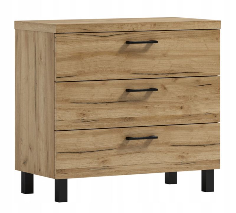 Szafka łazienkowa pod umywalkę ROMA 60 z szufladami dąb craft złoty