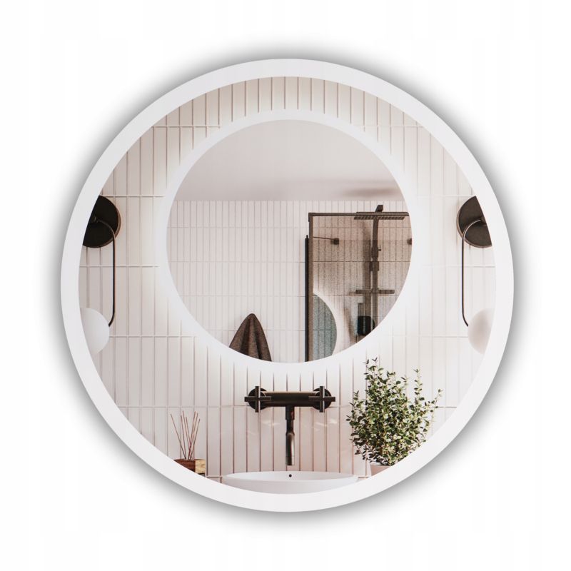 Lustro Łazienkowe stylowelustro okrągła średnica 50 CM z LED 1szt.