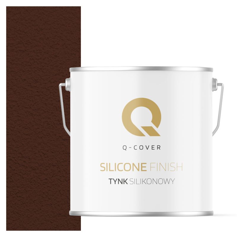 Tynk Silikonowy Elewacyjny Baranek 1.00mm Q-Cover Brązowy ciepły RAL8016 7KG