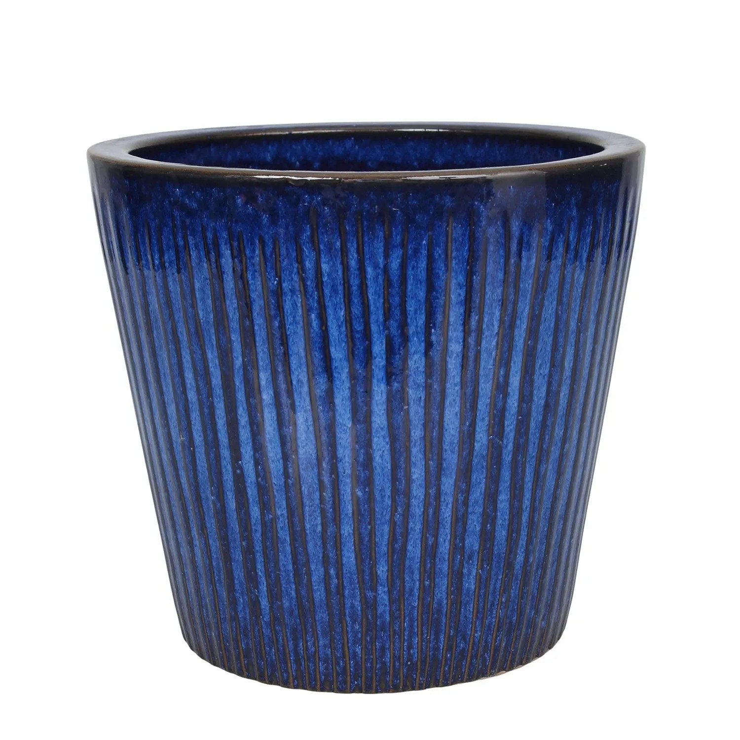 Donica Stripes szkliwiona niebieska - 33x28 cm