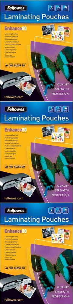 3x Folia do laminacji Fellowes, 216x303mm, A4, 80 μm, 100 sztuk