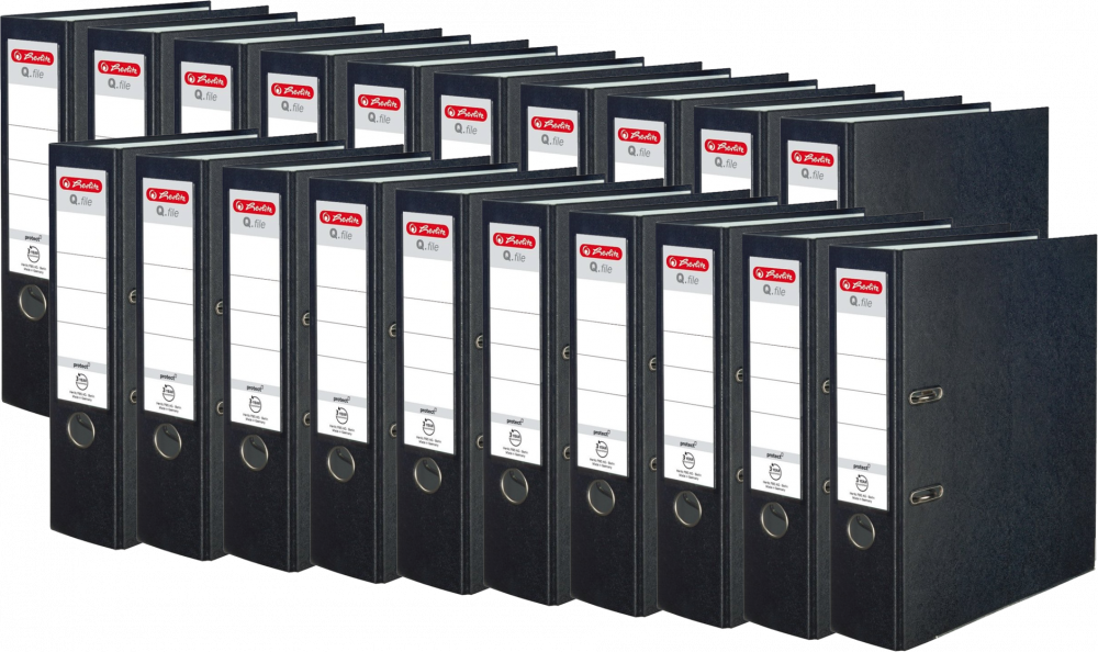 20x Segregator A4 Herlitz Q.file, 80mm, czarny