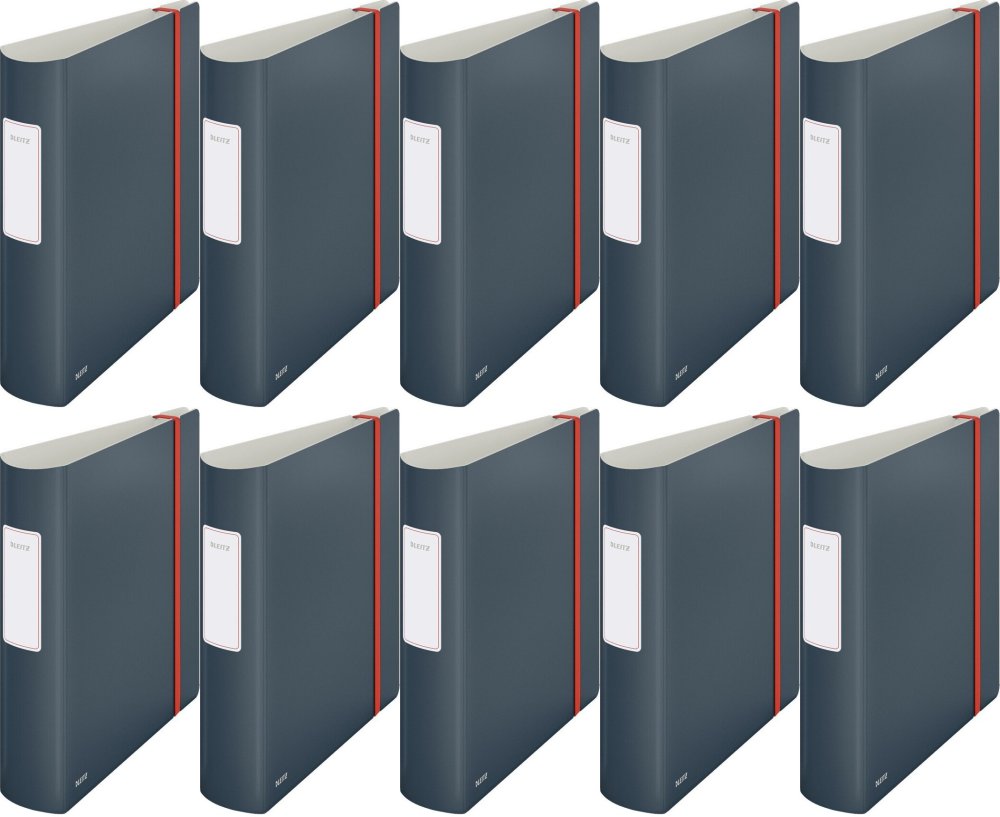 10x Segregator A4 Leitz 180° Active Cosy, 80mm, do 500 kartek, szary