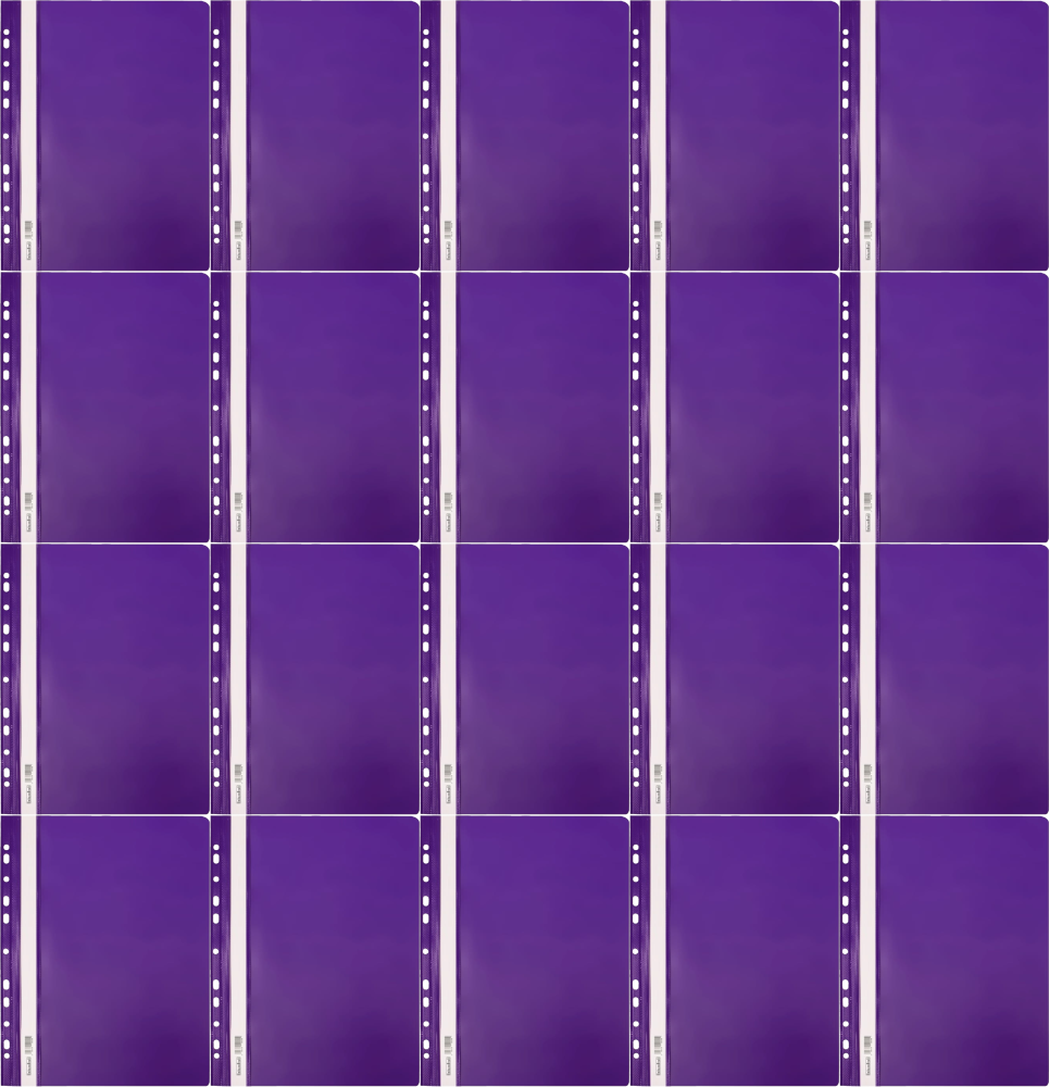 20x Skoroszyt plastikowy oczkowy Biurfol, twardy, A4, fioletowy