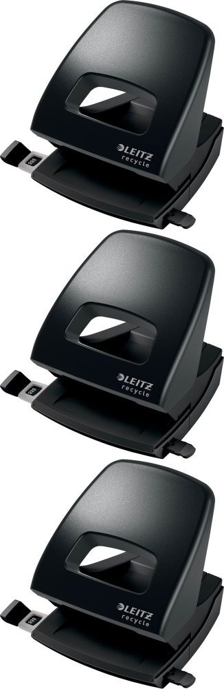3x Dziurkacz Leitz NeXXt Recycle, do 30 kartek, czarny
