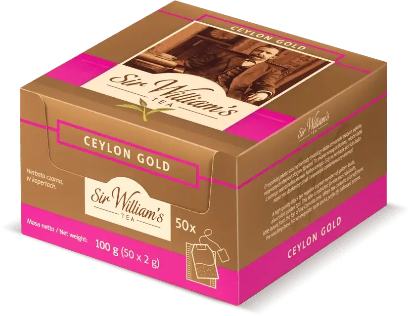 Herbata czarna w kopertach Sir Williams Tea Ceylon Gold, 50 sztuk x 2g