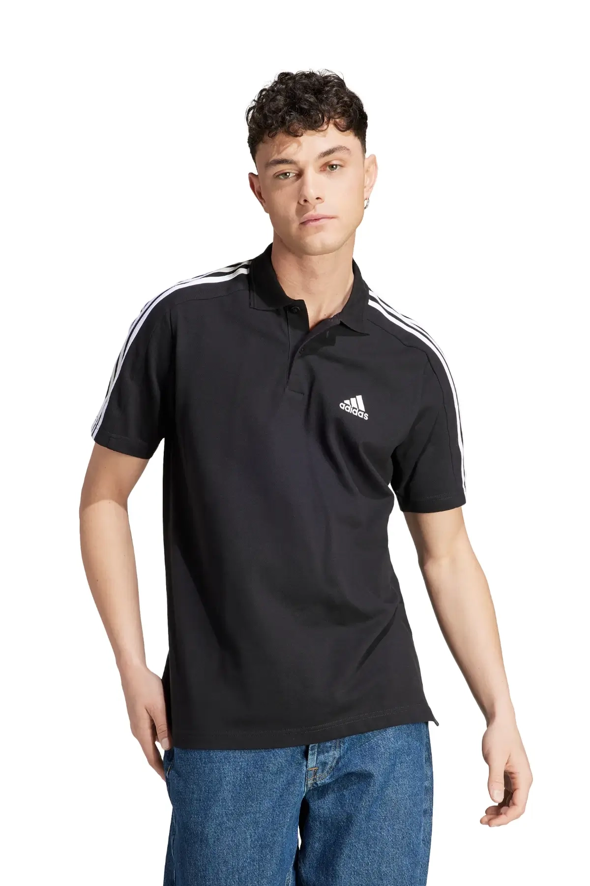 Koszulka adidas Essentials Pique 3-Stripes Polo - Czarny