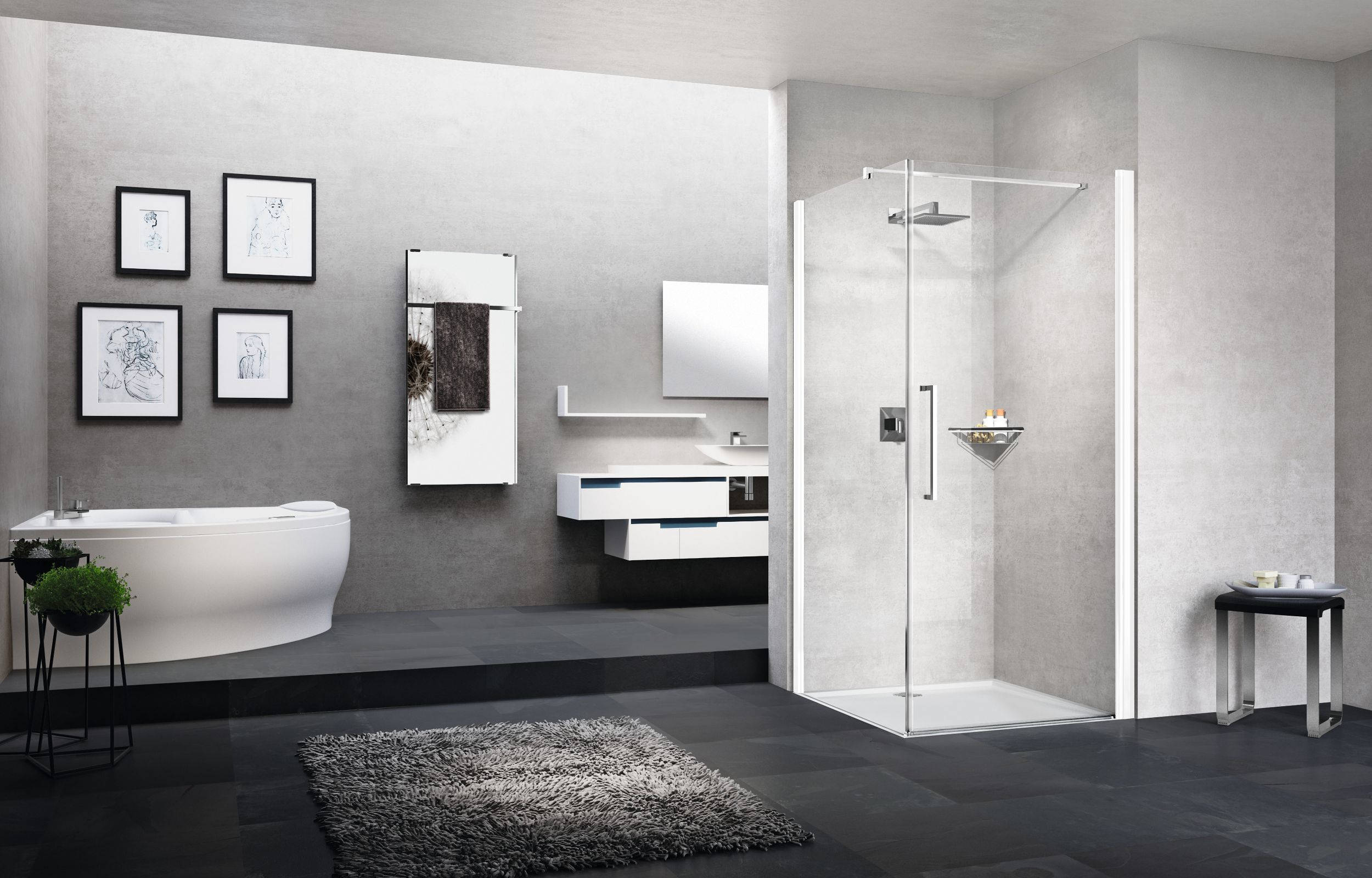 Novellini Young 2.0 G+F drzwi prysznicowe 67 cm biały mat/szkło przezroczyste Y2G67-1U