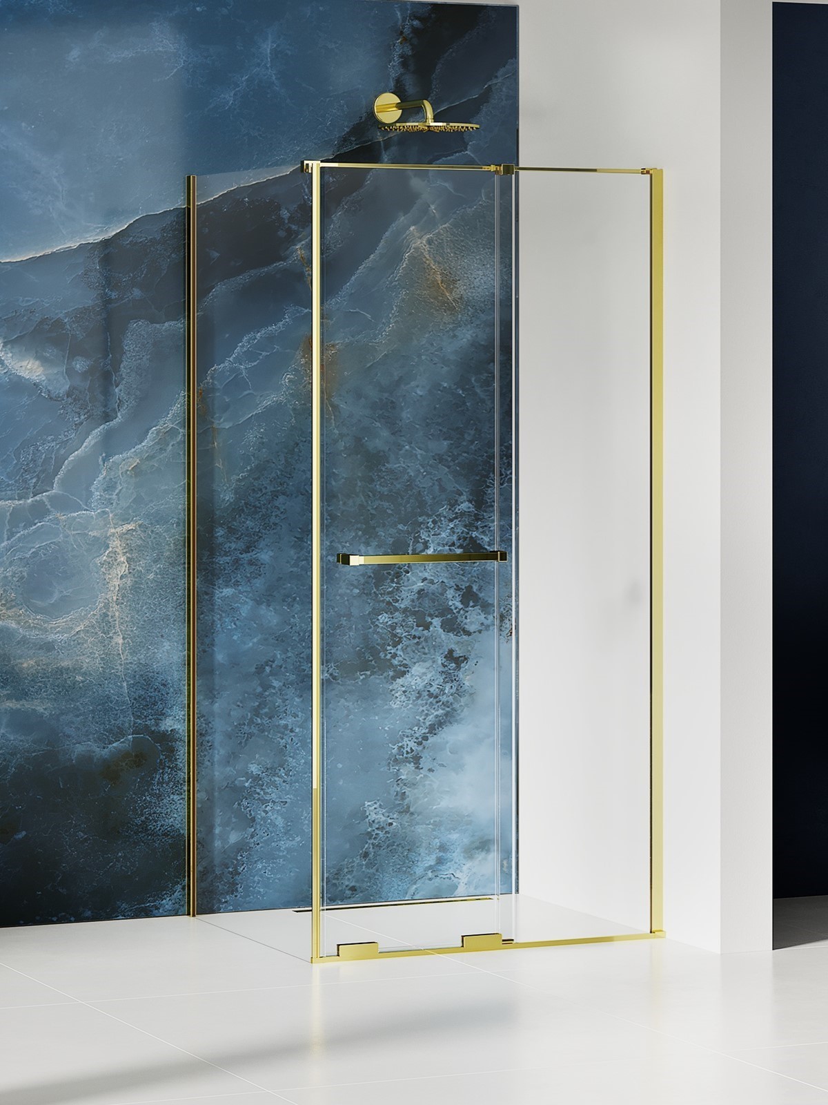 New Trendy Smart Light Gold kabina prysznicowa 120x90 cm prostokątna złoty połysk/szkło przezroczyste EXK-6703