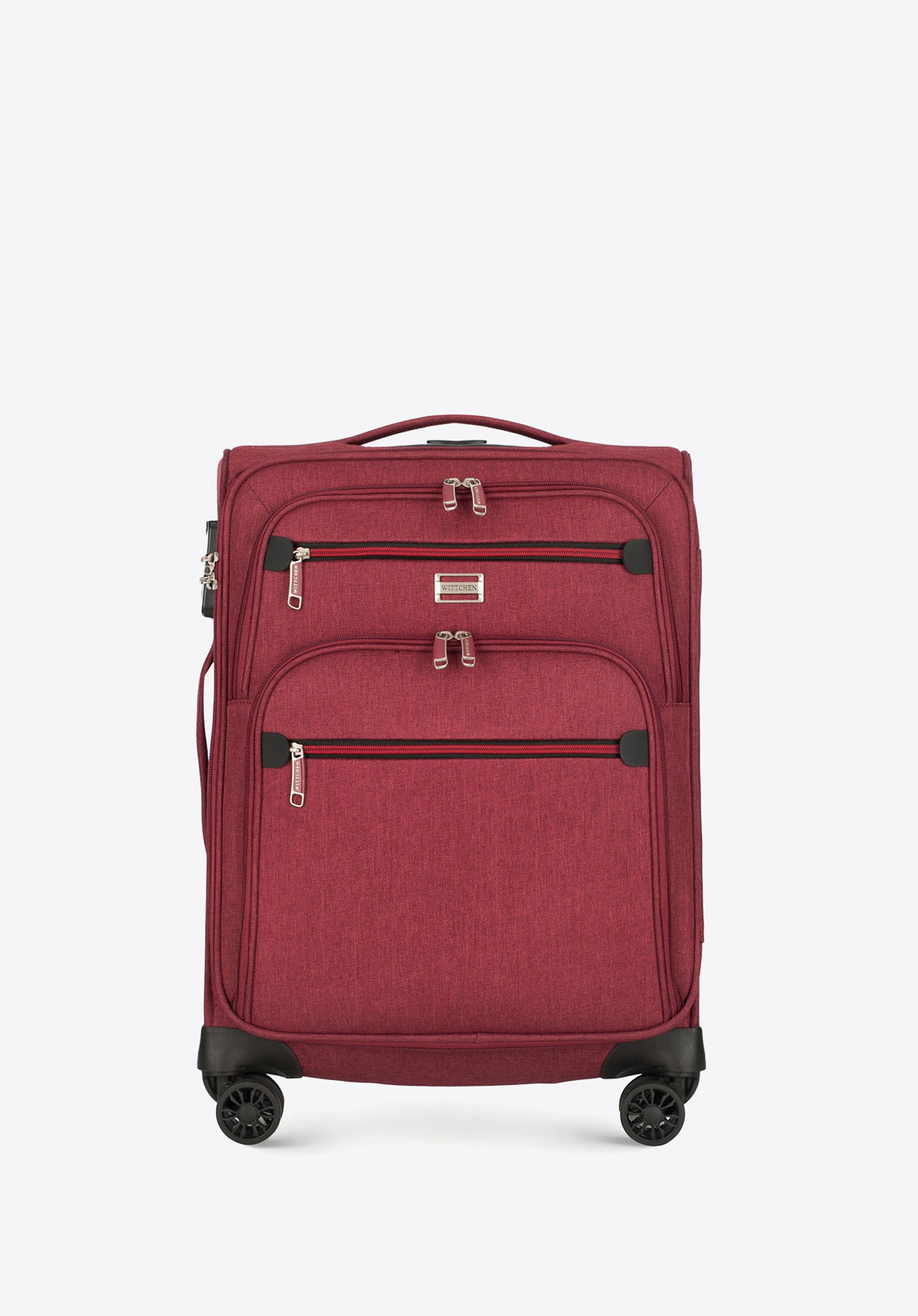 Walizka kabinowa miękka z czerwonym suwakiem