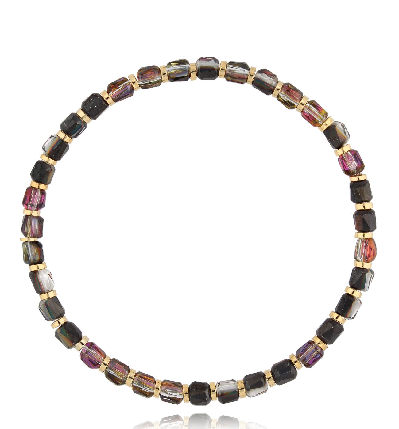 Bransoletka czarna połyskująca z kryształkami Cristalli - By Dziubeka