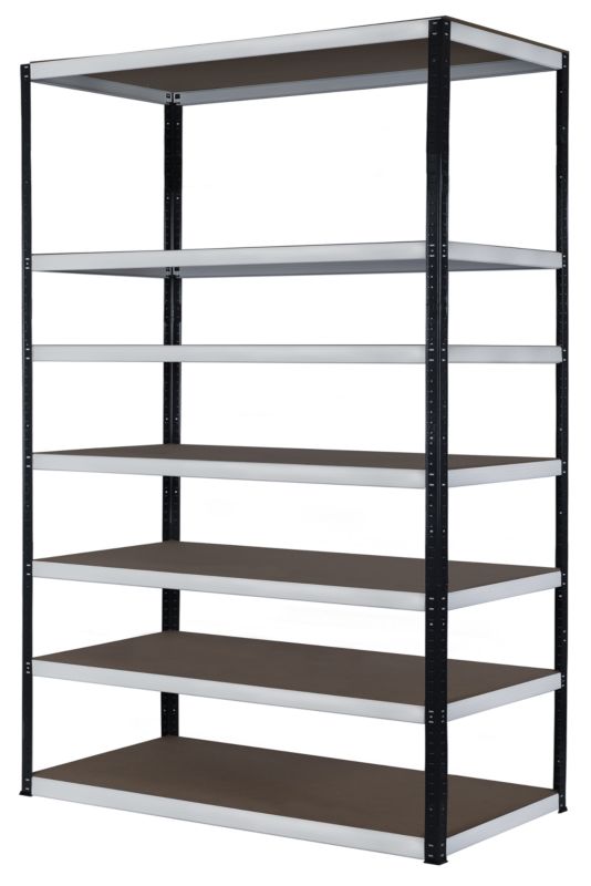 Regał metalowy MODO24 magazynowy czarno-biały helios 270x150x50cm 7 półek po 175 kg 1 szt.