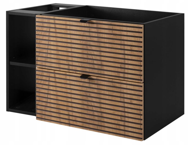 Szafka pod umywalkę Furnidea 80 cm czarna dąb craft frezowany LOFT 1 szt.