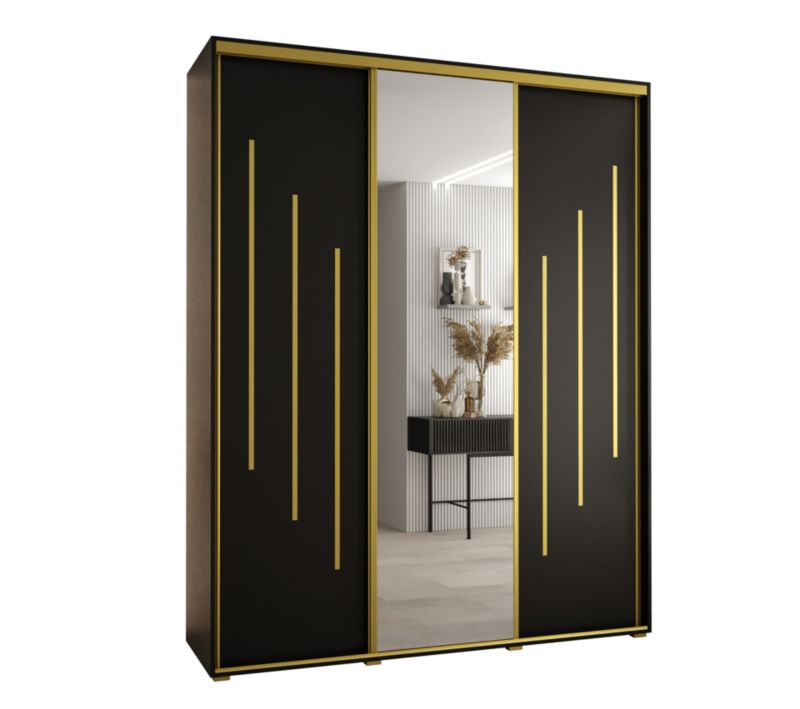 Szafa przesuwna Abiks DAVOS 9 wysoka szer.200cm gł.60cm czarny/czarny/złoty 1szt.