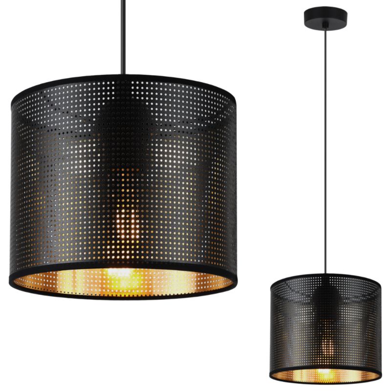 Lampa sufitowa wisząca Light Home LH Asti 1x E27 60W czarny/złoty klosz 20cm 1szt.