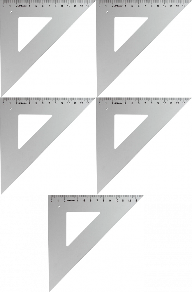 5x Ekierka aluminiowa Leniar 45°, 13.5cm, metalowa