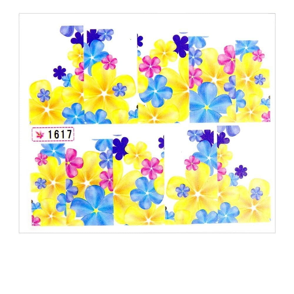 Naklejki wodne do paznokci arkusz 6,5 x 5,5 cm na 10 palców Nr 1617