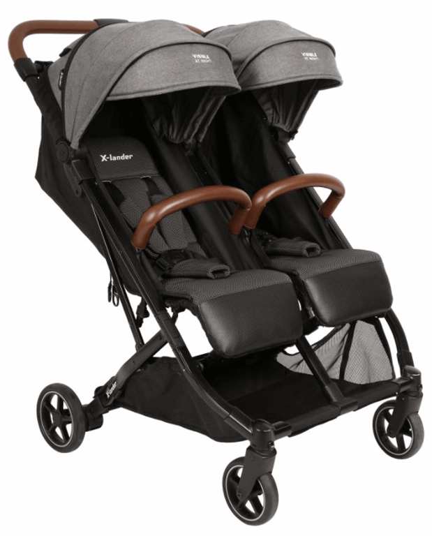 X-Lander0, X-Double - wózek spacerowy bliźniaczy-Double Grey