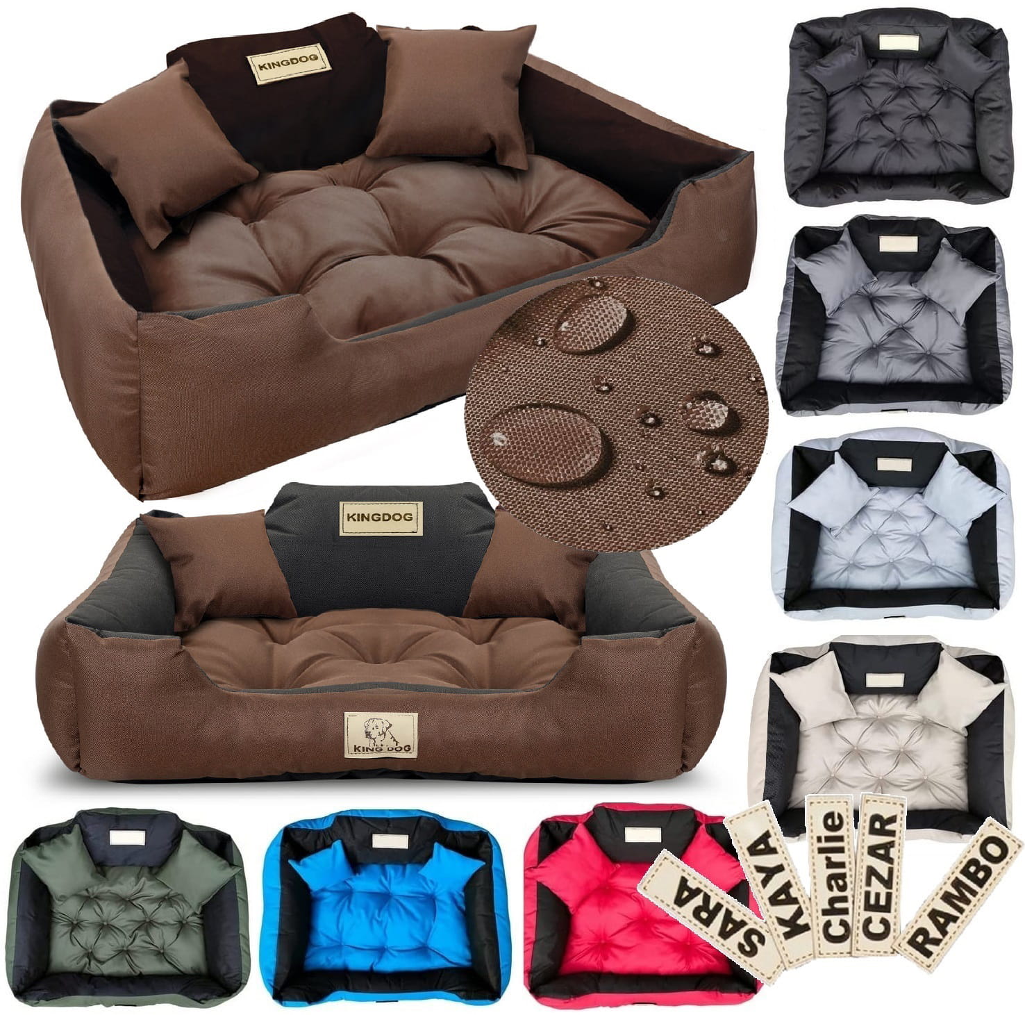 Legowisko dla psa kojec KINGDOG 145x115 cm personalizowane wodoodporne brązowe