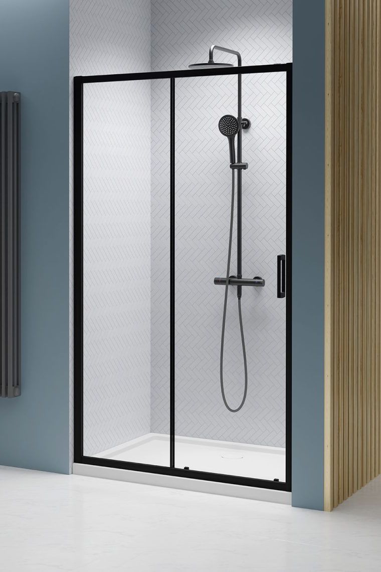 Darmowa Dostawa - Drzwi prysznicowe 110 cm rozsuwane czarny mat/szkło przezroczyste Radaway Premium Pro Black DWJ 10141105401L