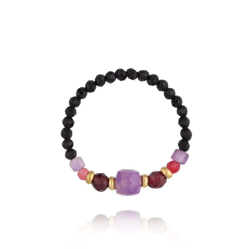 Pierścionek z ametystami i turmalinami - By Dziubeka