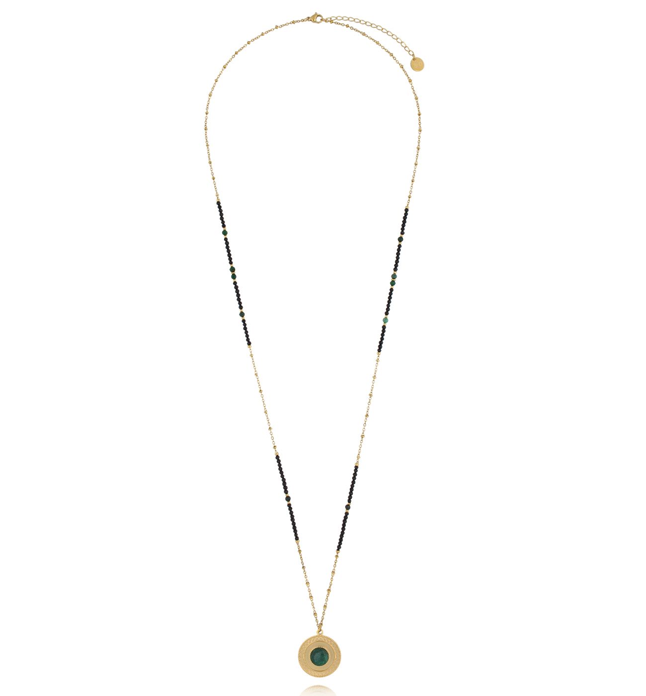 Naszyjnik z zielonymi jadeitami długi NSY0414