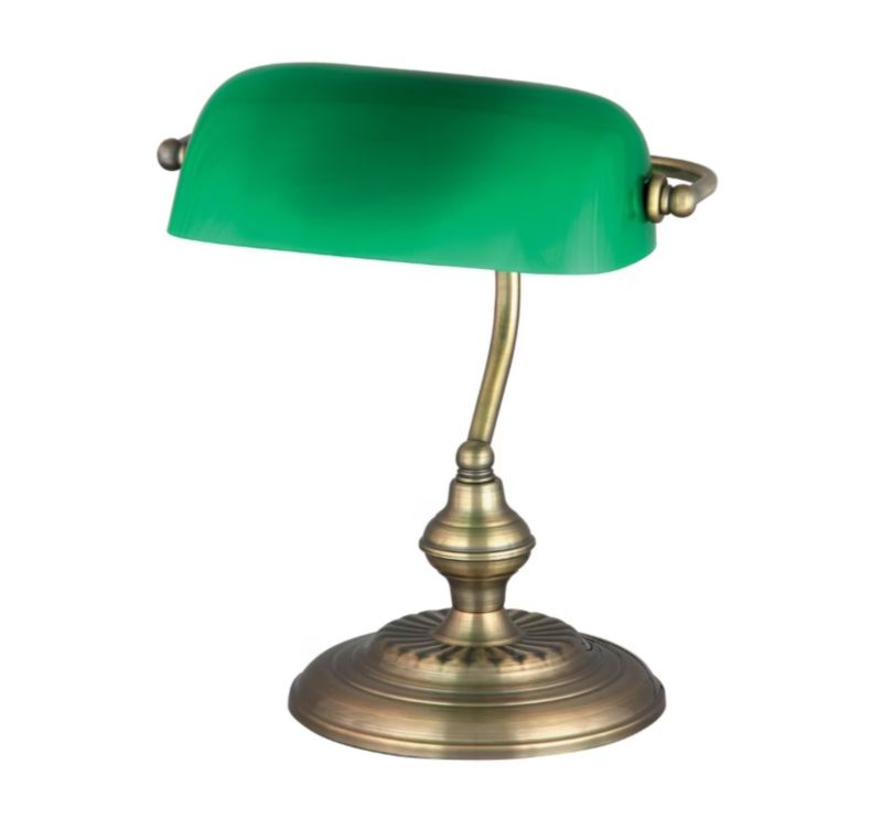 Lampka biurkowa Rabalux Bank zielona-brąz bankierska 1 x E27 x 60W IP20 wym: 33 x 27 x 27 cm metal - 1 szt.
