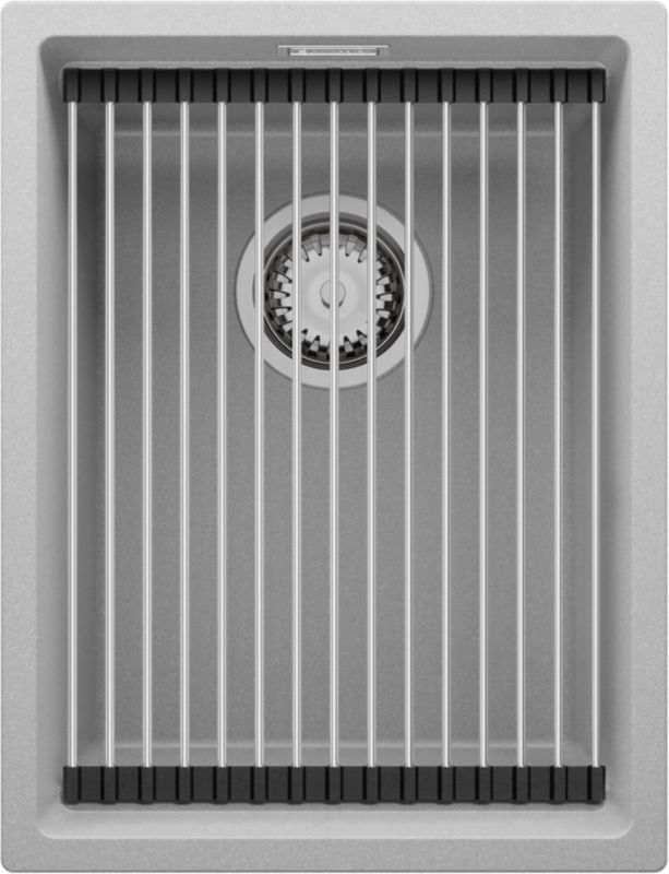 Zlewozmywak podblatowy Praga PRIMAGRAN 36x47cm do szafki od 40cm, Szary + Syfon + Zwijany ociekacz, S057, 1 szt.