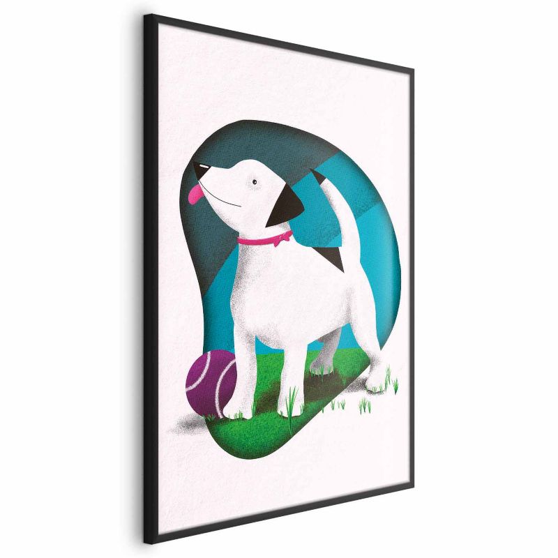 Plakat Artgeist Pies i piłka 21x30 cm z ramą czarną 1 szt