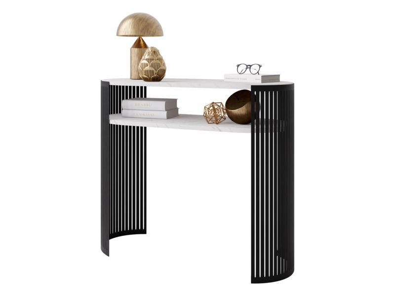 Konsola owalna MIRJAN 24 Fikoli czarny/marmur bianco 1 szt.