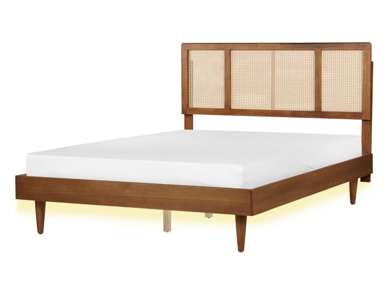 Łóżko LED Auray 140 x 200 cm Jasne drewno 1 szt.