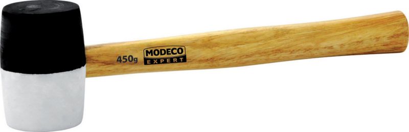 Młotek gumowy Modeco Expert 0,90kg trzonek drewniany biało-czarny - etykieta - 1 szt.