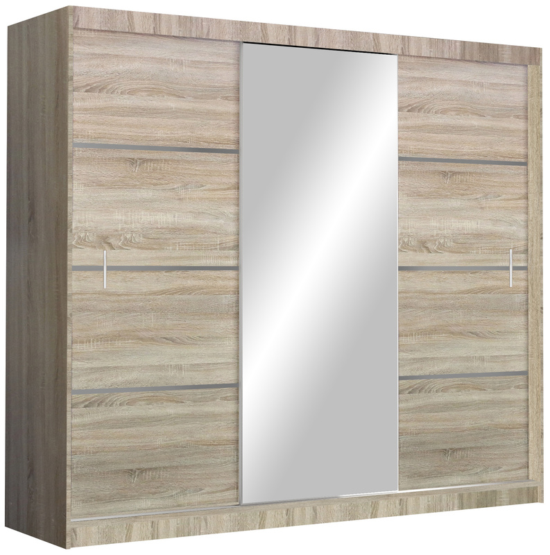 Duża trzydrzwiowa szafa przesuwna z półkami 250 cm VOTIS