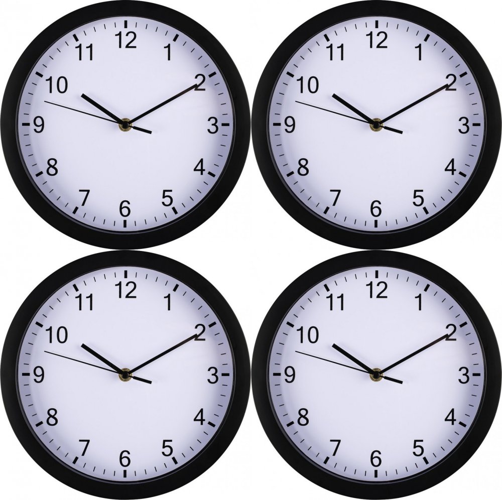 4x Zegar ścienny Hama Elba, 25cm, tarcza kolor biały, rama kolor czarny