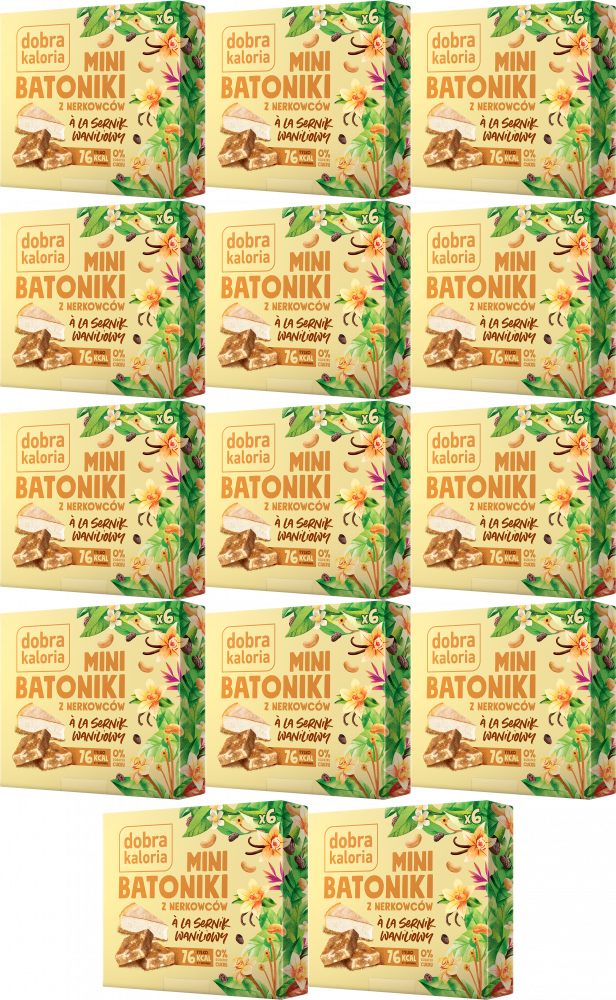 14x Mini batoniki z nerkowców a'la sernik waniliowy Dobra Kaloria, 6 sztuk, 102g