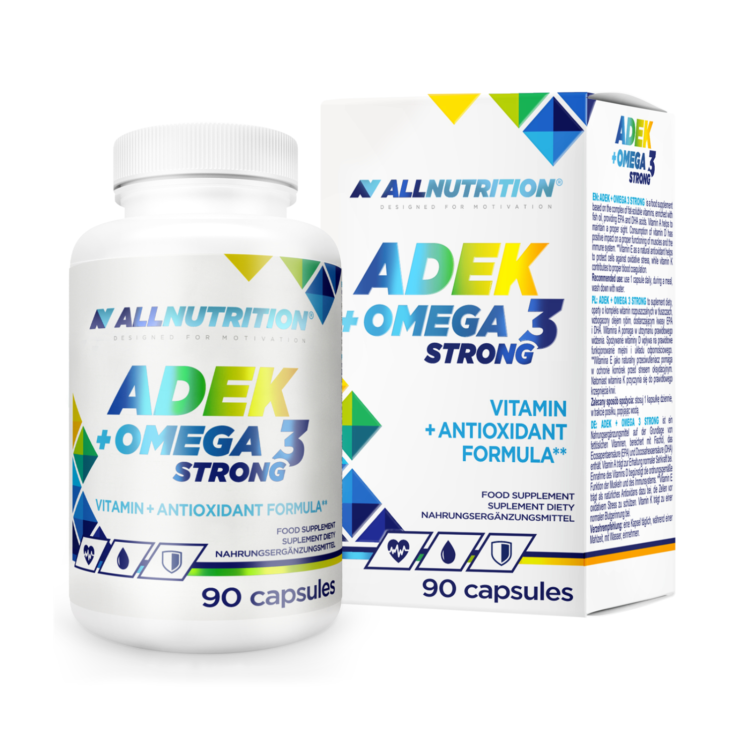 Allnutrition adek + omega 3 strong, 90 kapsułek