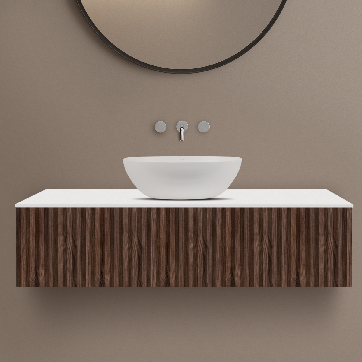 Ksuro 02 szafka 120 cm podumywalkowa wisząca z blatem orzech/biały mat 58004600 - Wysyłka w 24h