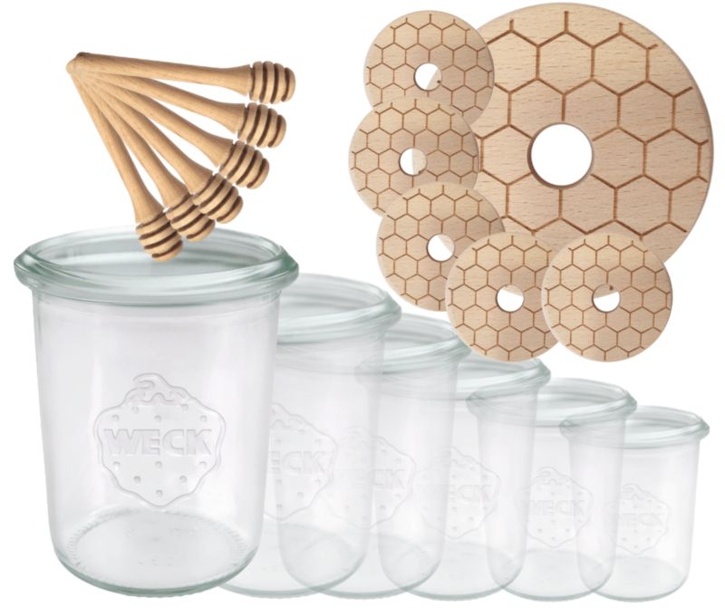 Słoiki do miodu MODO24 Weck 160 ml fi 60 mold W3 z nabierakami 6 kpl.