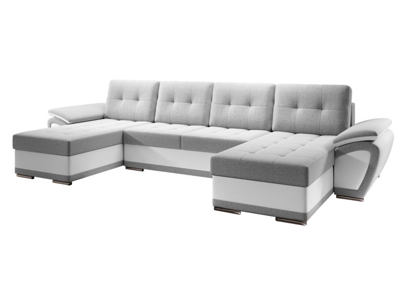 Narożnik z funkcją spania MIRJAN 24 Enzo U jasnoszary + biała ekoskóra 1 szt.