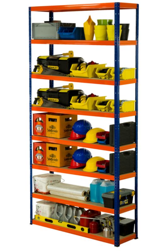 Regał metalowy MODO24 magazynowy niebiesko-pomarańczowy helios 270x150x60cm 8 półek po 175 kg 1 szt.