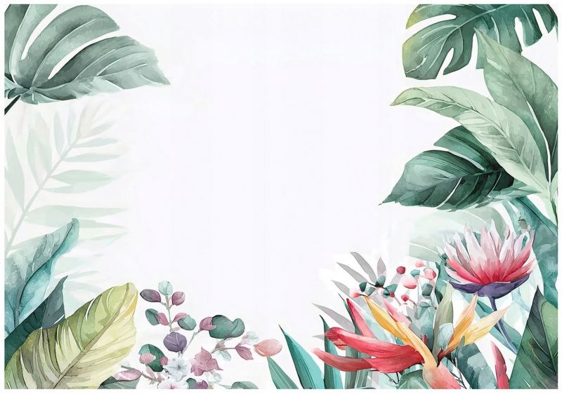 Fototapeta WALLARENA Do Sypialni Salonu Na Flizelinie Dżungla Liście Kwiaty 300x210 cm 1 szt.