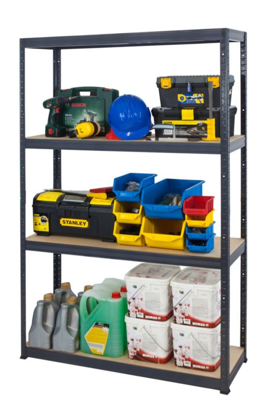 Regał metalowy MODO24 magazynowy garażowy grafit premium helios 180x180x40cm 4 półki po 275 kg 1 szt.