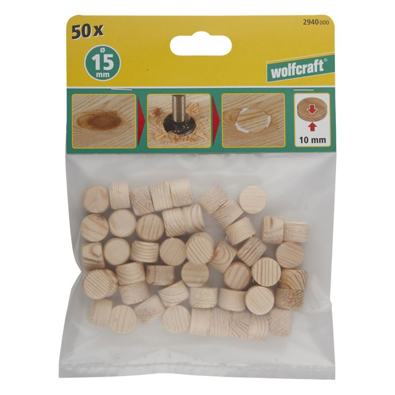 Zaślepki / fleki drewniane Wolfcraft Gmbh 294000015 mm 50 szt.