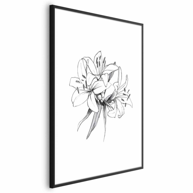 Plakat Artgeist Rysowane kwiaty 60x90 cm z ramą czarną 1 szt