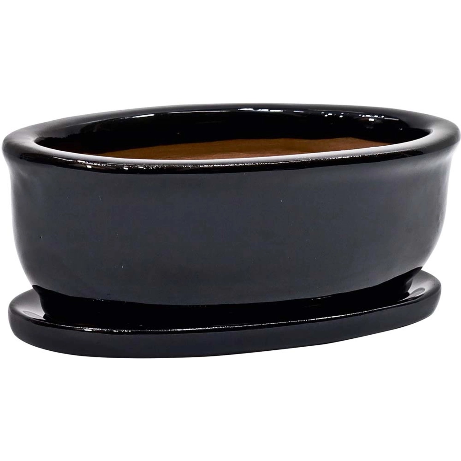 Donica Bonsai owalna z podstawką czarna 18 x 10 x 7,5 cm