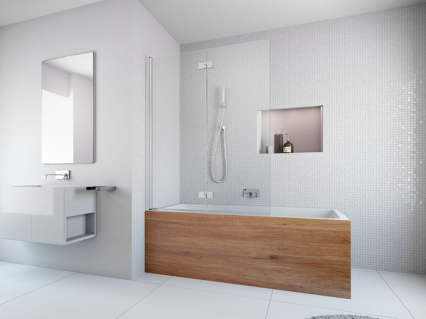 Radaway Essenza New PND parawan nawannowy 120 cm lewy chrom/szkło przezroczyste 207212-01L